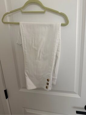 Charter Club White Cropped Button-Hem Pants